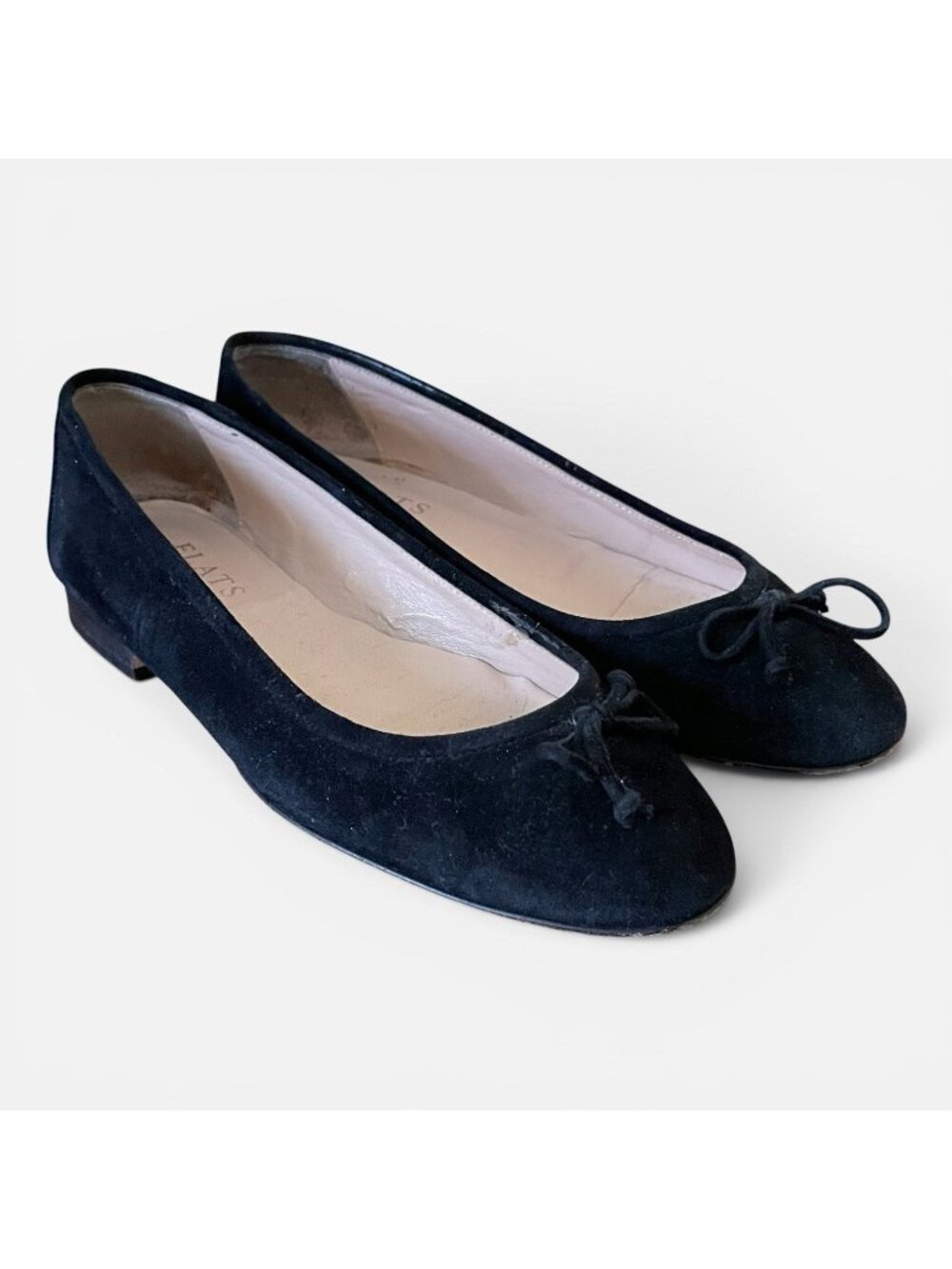 FLATS Napa Valley Womens Ballet Flats Sz 8 Black Nubuck Leather Made in Italy